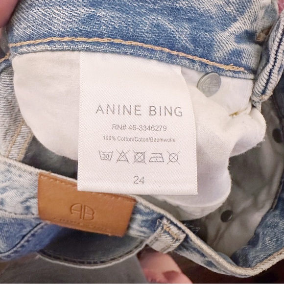 Anine Bing Stone Washed Blue Straight Leg Jeans Denim Cotton - Picture 8 of 9